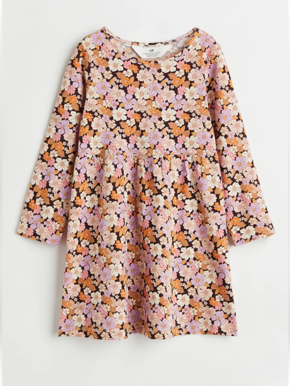 H&M Girls Autumn Floral Long-Sleeve Jersey Dress